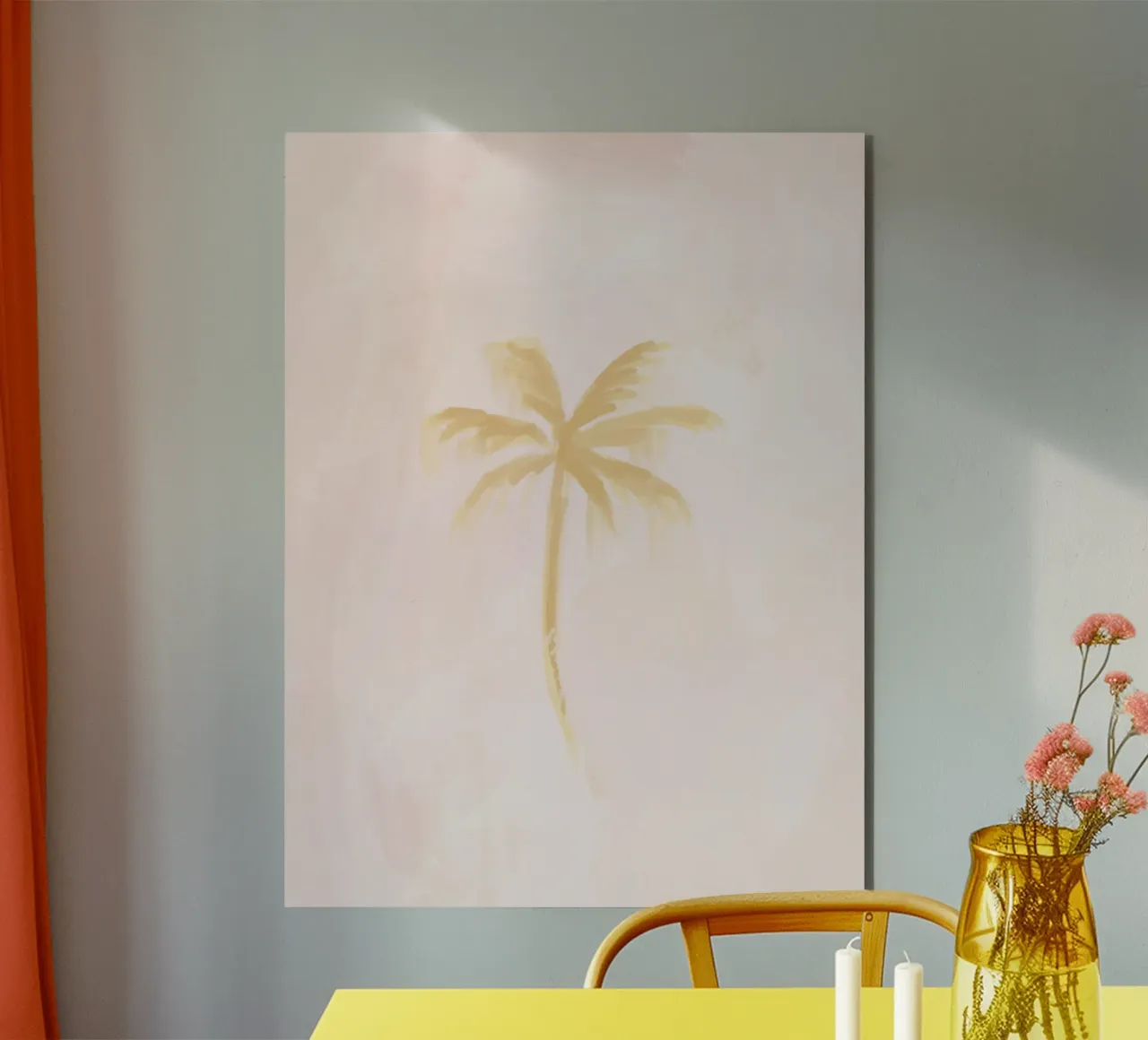 Rosa pastello Boho Coastal Island Coconut Palm Tree astratto alluminio dibond da This Wild Soul - Illustration