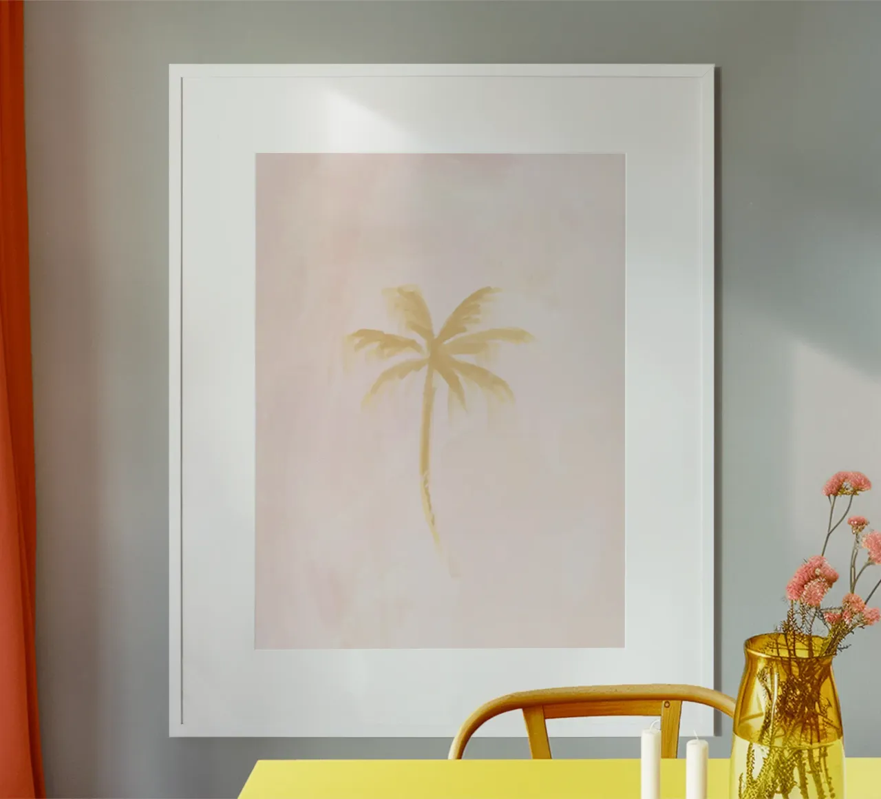 Pastellrosa Boho Coastal Island Kokosnuss Palme abstrakt Poster von This Wild Soul - Illustration