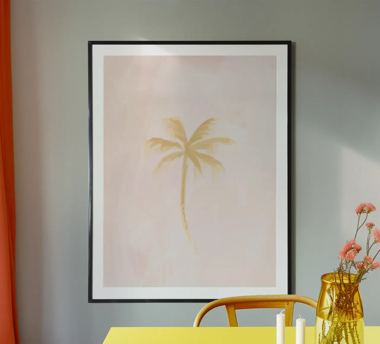 Pastellrosa Boho Coastal Island Kokosnuss Palme abstrakt Poster von This Wild Soul - Illustration