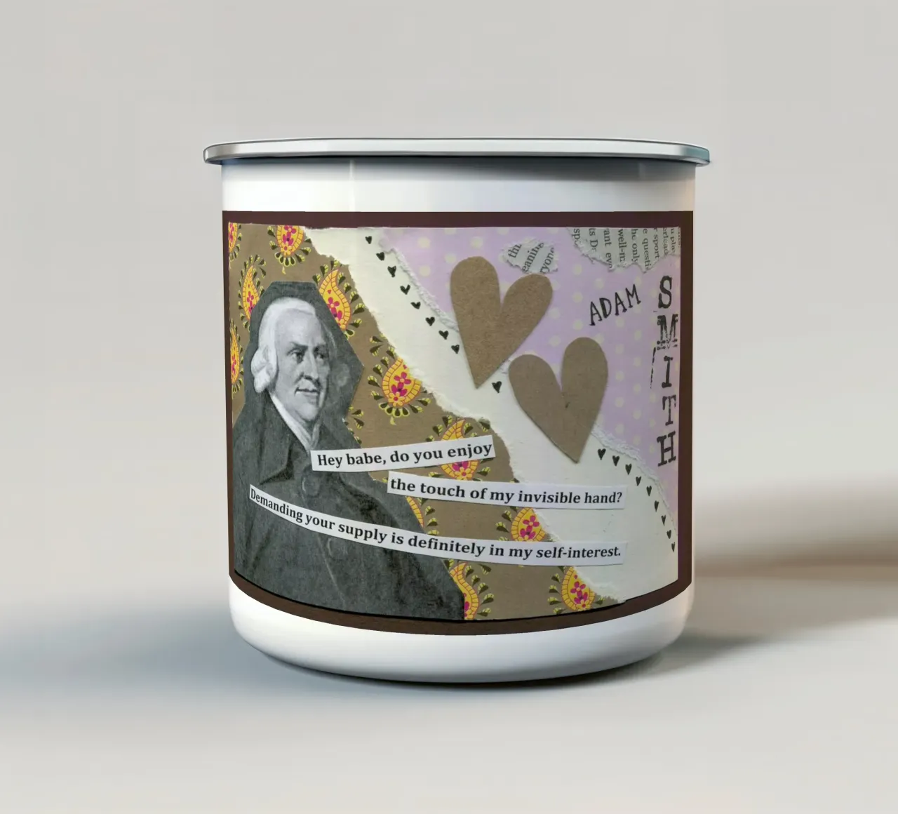 Adam Smith tazza in smalto da The Pick-Up Theorist