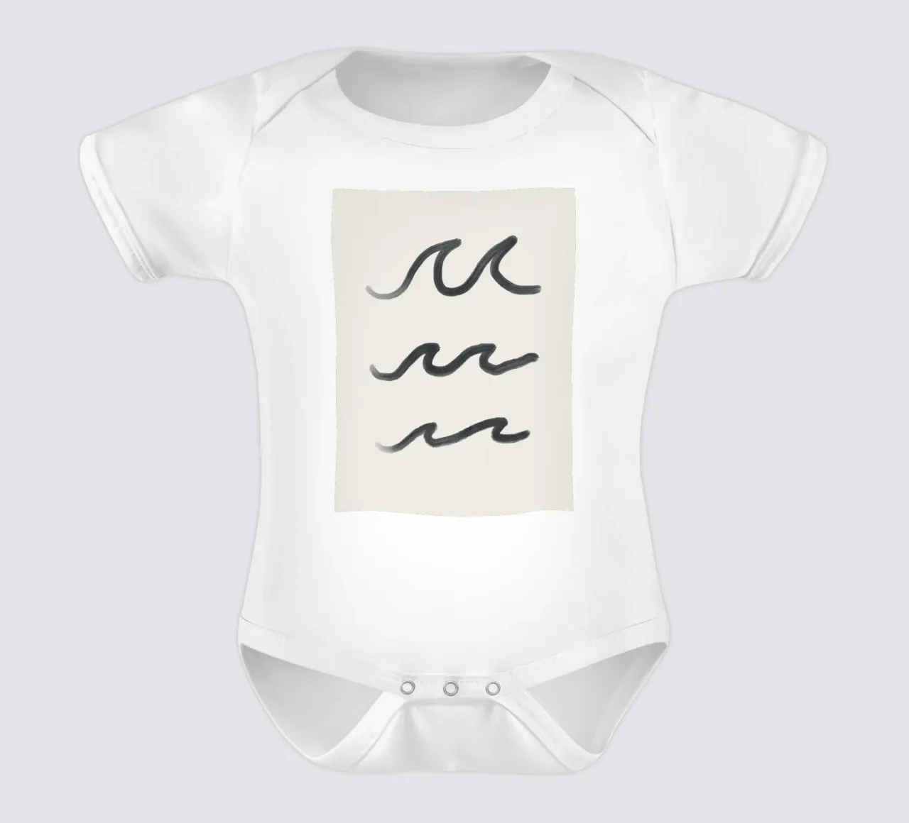 Dessin au trait minimaliste organique Boho Surf Waves noir blanc body bébé de This Wild Soul - Illustration