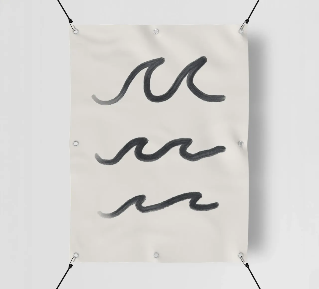 Linea organica minimalista Boho Surf Waves bianco nero telo in pvc da This Wild Soul - Illustration