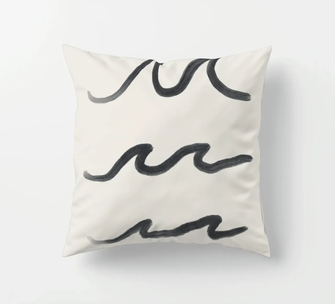 Linea organica minimalista Boho Surf Waves bianco nero cuscino da This Wild Soul - Illustration