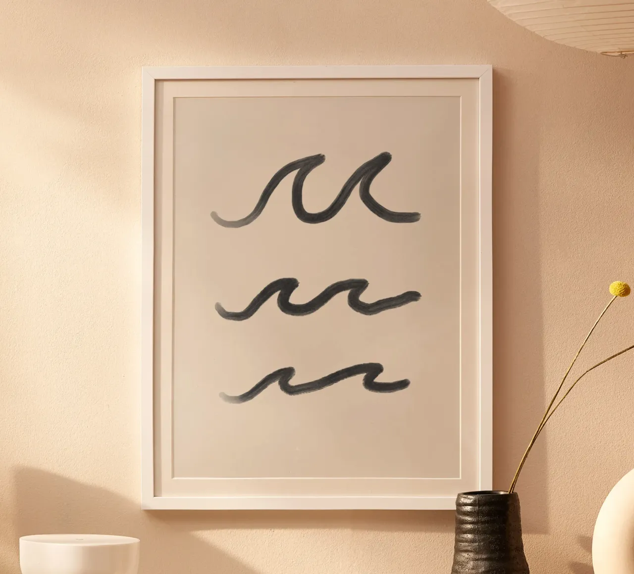 Organic Minimalist Line Art Boho Surf Waves schwarz weiß Hahnemühle von This Wild Soul - Illustration