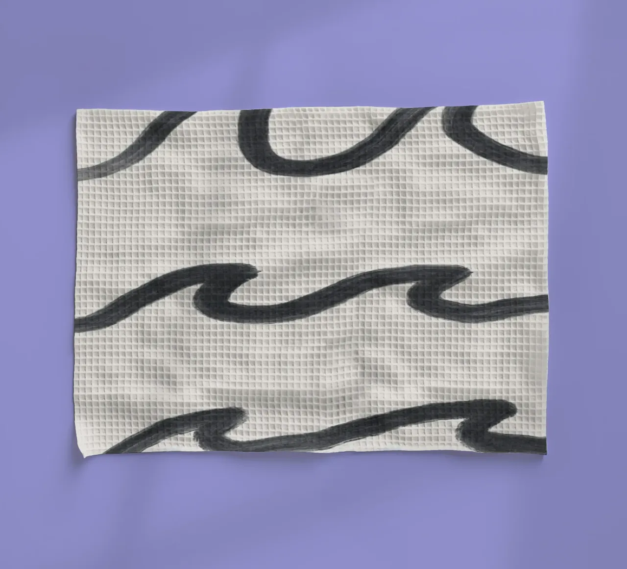 Dessin au trait minimaliste organique Boho Surf Waves noir blanc torchon de This Wild Soul - Illustration