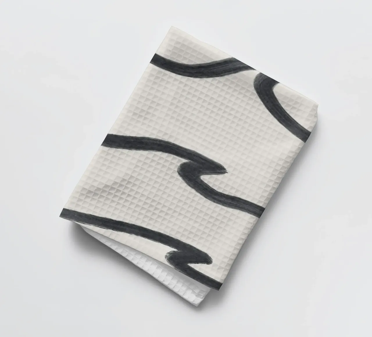 Dessin au trait minimaliste organique Boho Surf Waves noir blanc torchon de This Wild Soul - Illustration