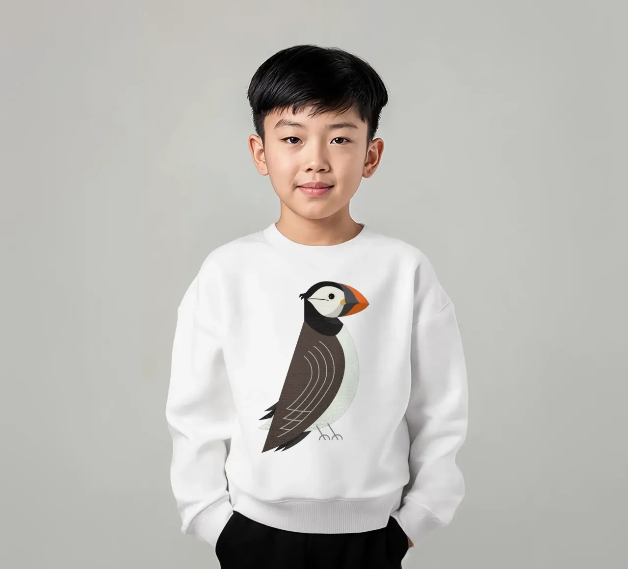 Whimsy Atlantic Puffin sweat enfant de The Printed Sparrow