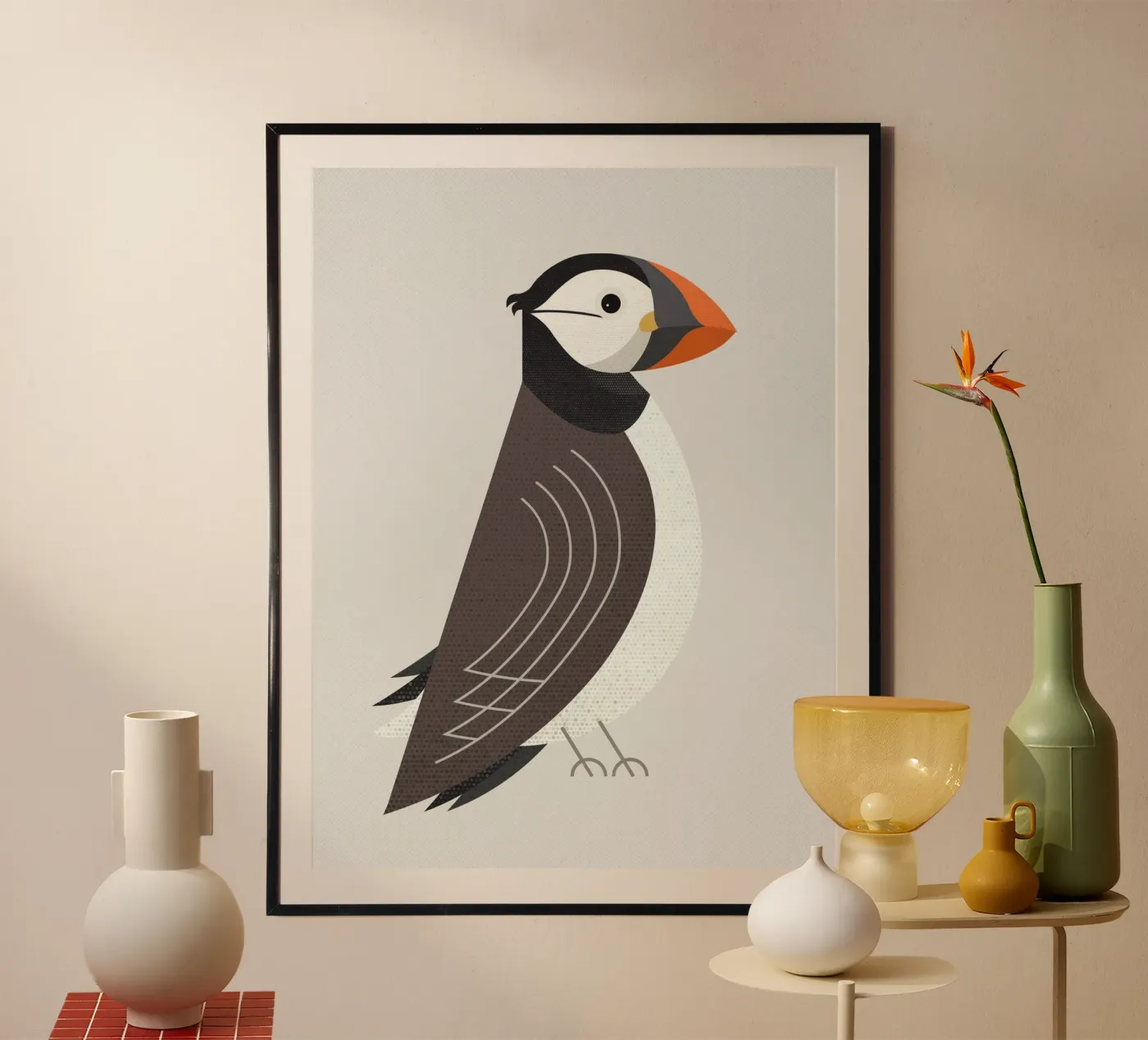 Whimsy Atlantic Puffin poster by The Printed Sparrow