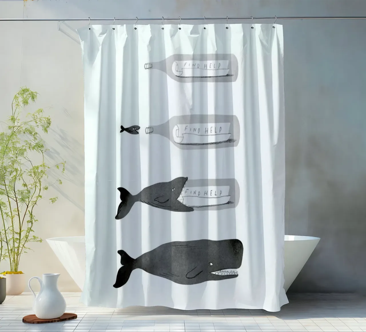 Message In A Bottle tenda da doccia da Jacques Maes