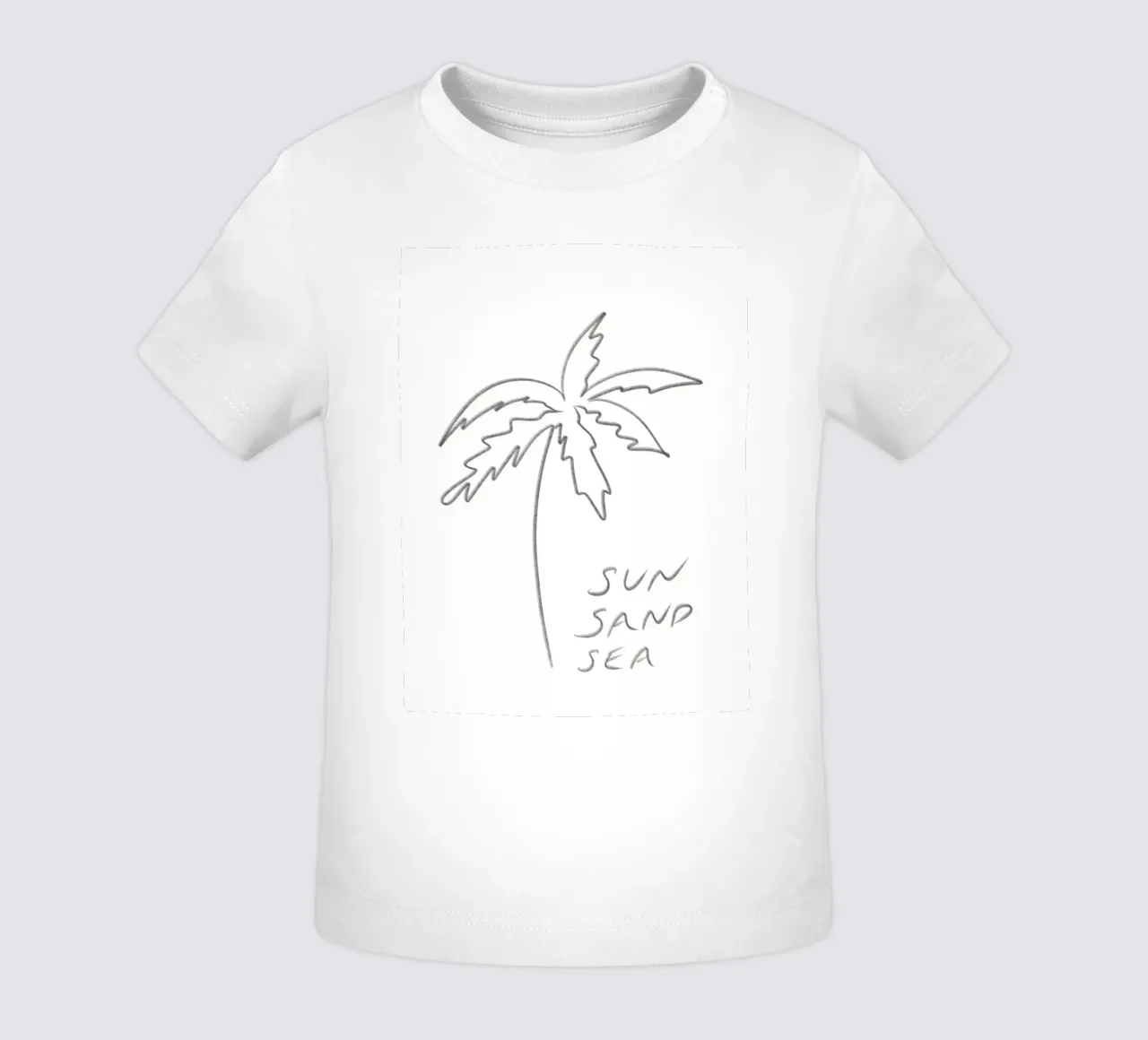 Line Art minimalista in bianco e nero Palma Sole Sabbia Mare maglietta neonato da This Wild Soul - Illustration