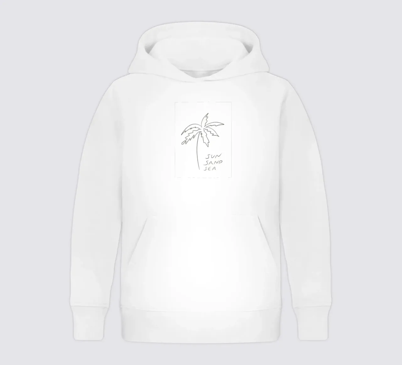 Line Art minimalista in bianco e nero Palma Sole Sabbia Mare felpa bambino con cappuccio da This Wild Soul - Illustration