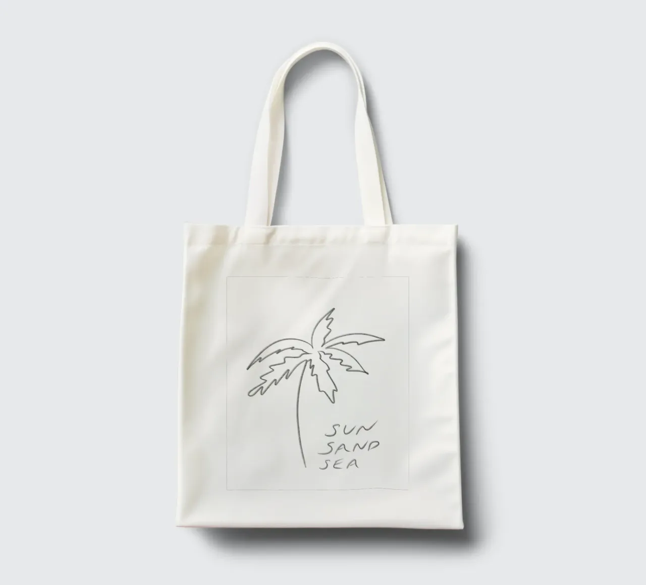 Line Art minimalista in bianco e nero Palma Sole Sabbia Mare borsa in juta da This Wild Soul - Illustration