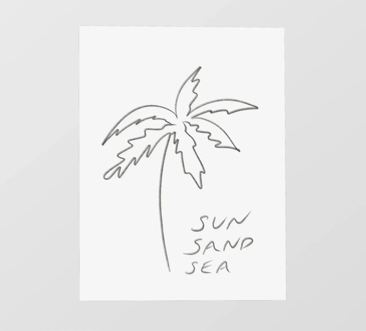 Minimalist Line Art Black and White Palm Tree Sun Sand Sea photo wallpaper by This Wild Soul - Illustration