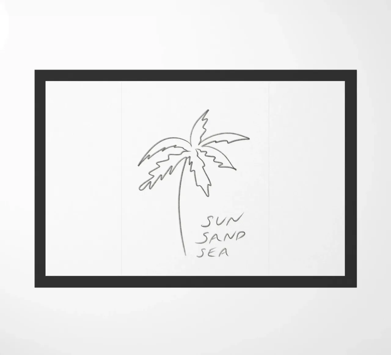 Line Art minimalista in bianco e nero Palma Sole Sabbia Mare zerbino da This Wild Soul - Illustration