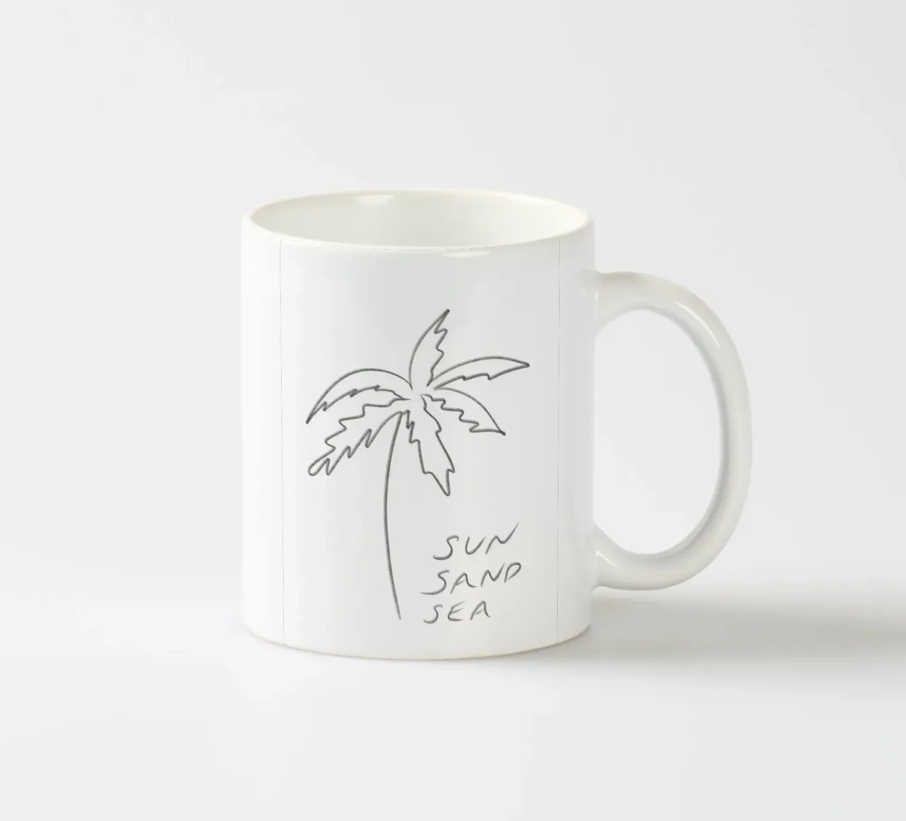 Line Art minimalista in bianco e nero Palma Sole Sabbia Mare tazza in ceramica da This Wild Soul - Illustration