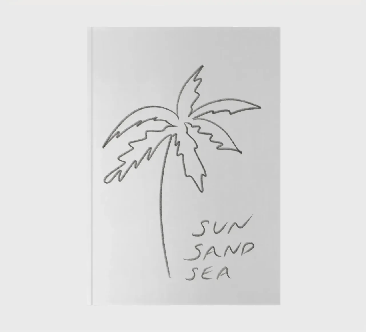 Dessin au trait minimaliste noir et blanc Palmier Soleil Sable Mer carnet de notes de This Wild Soul - Illustration