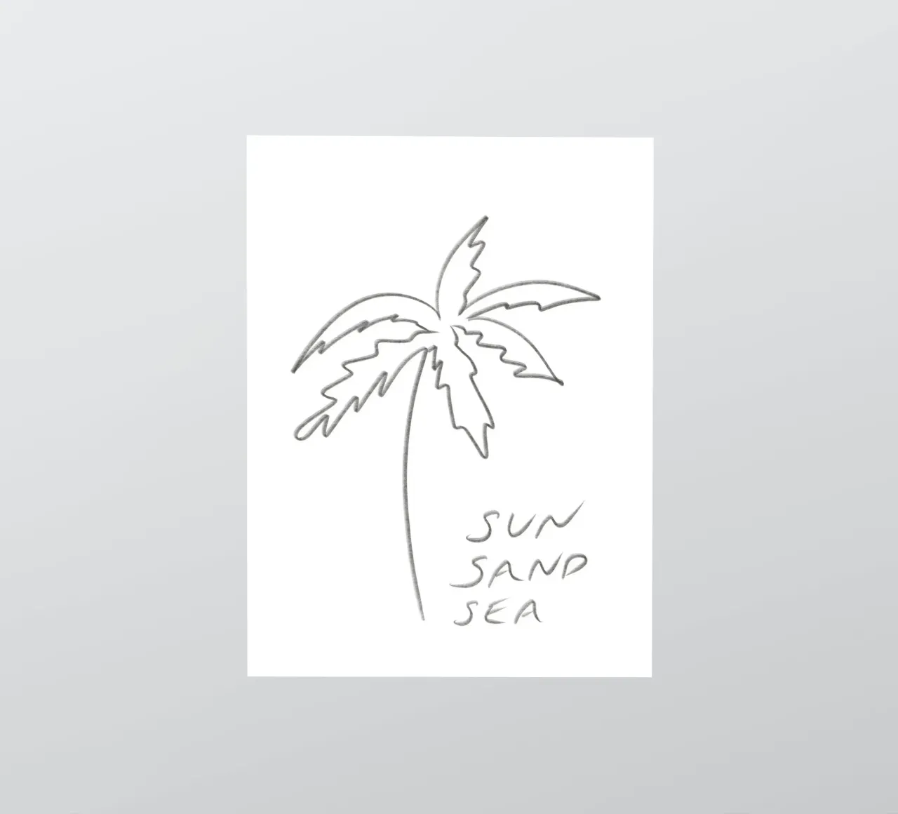 Dessin au trait minimaliste noir et blanc Palmier Soleil Sable Mer autocollant de This Wild Soul - Illustration