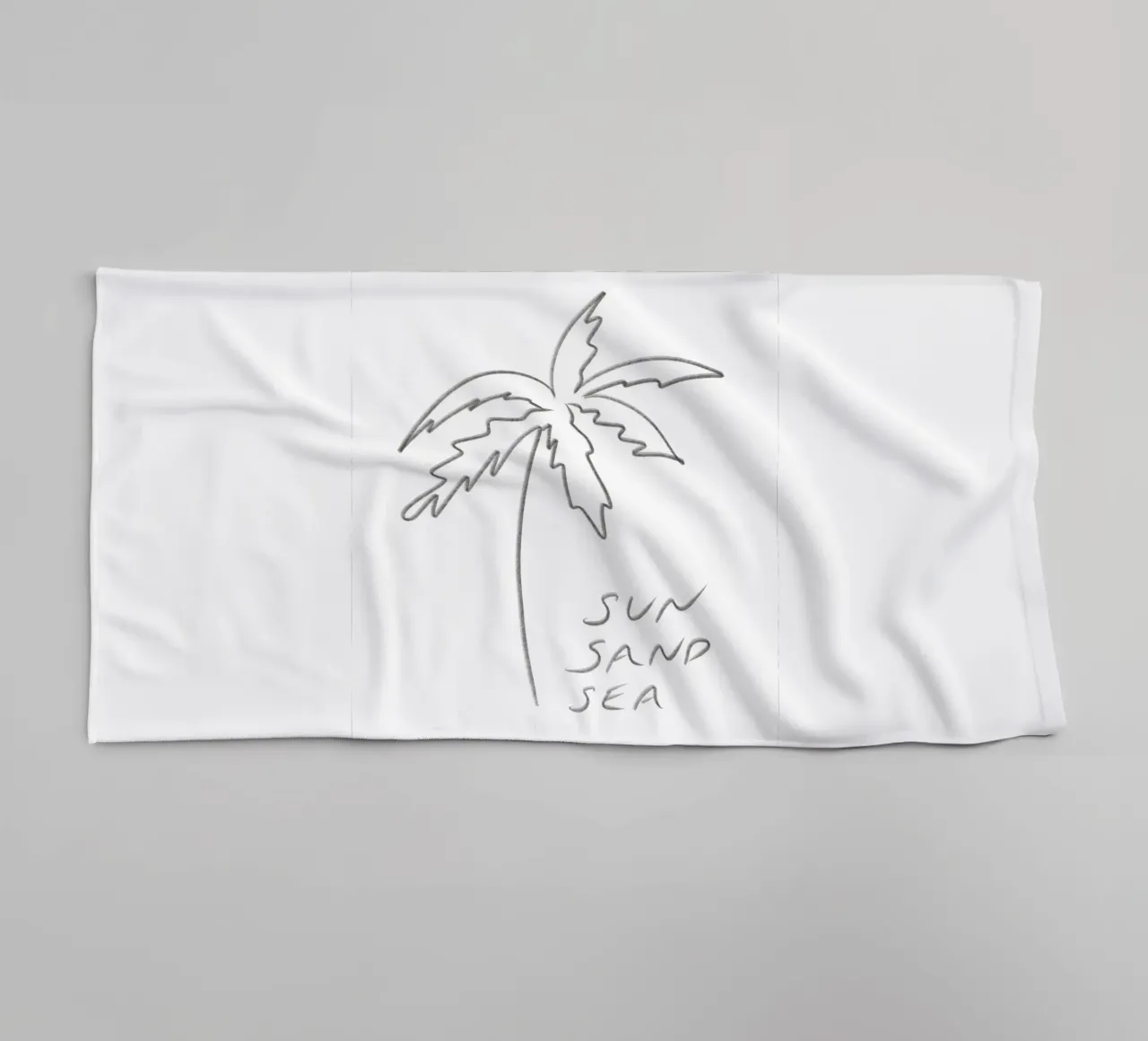 Line Art minimalista in bianco e nero Palma Sole Sabbia Mare asciugamano da bagno da This Wild Soul - Illustration