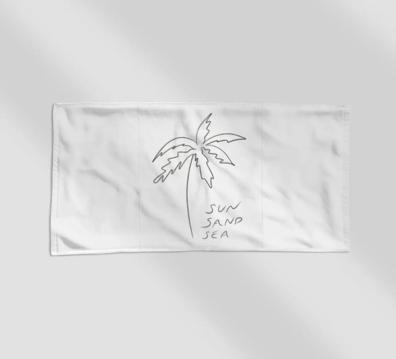 Line Art minimalista in bianco e nero Palma Sole Sabbia Mare telo mare da This Wild Soul - Illustration