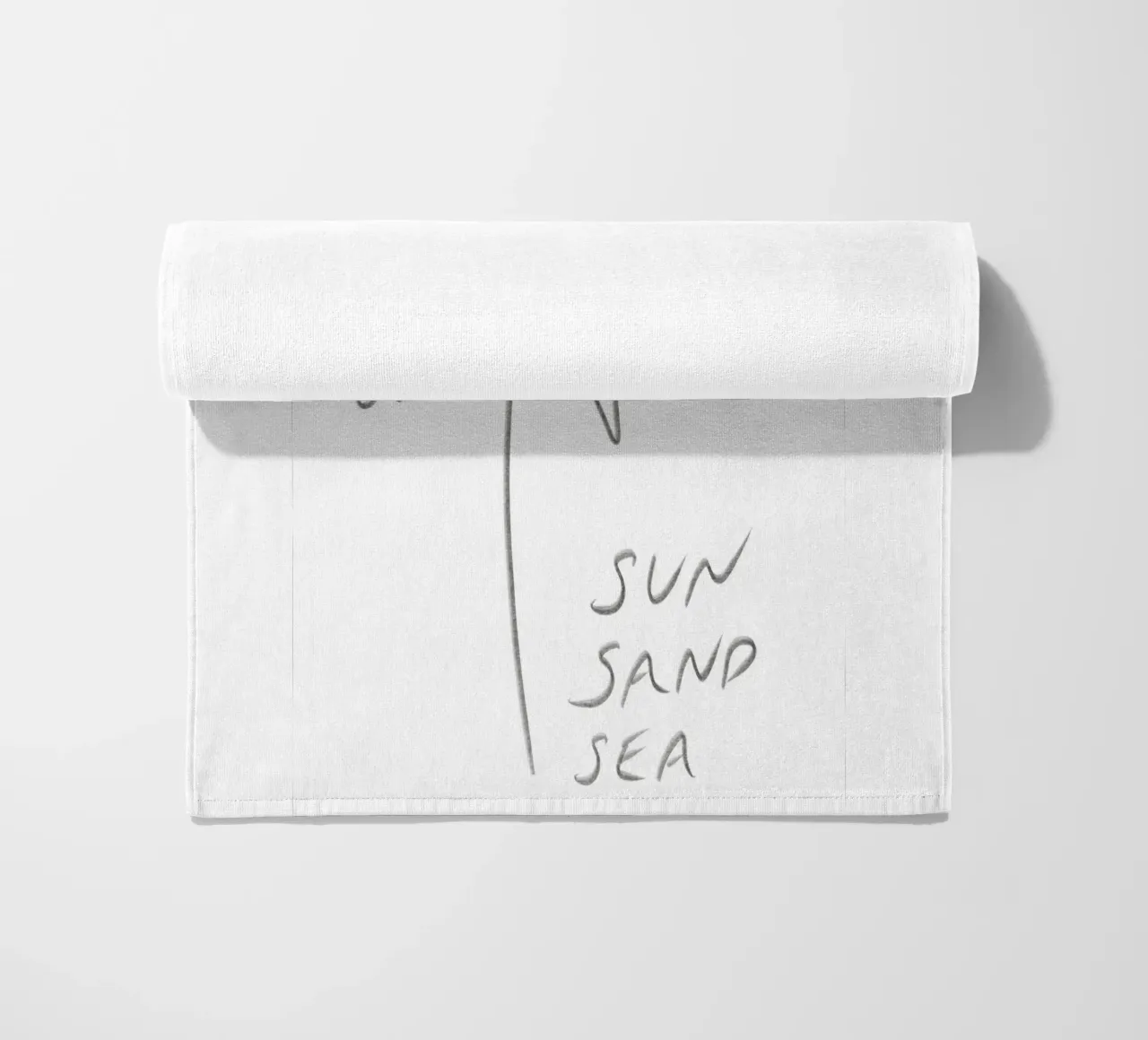 Line Art minimalista in bianco e nero Palma Sole Sabbia Mare telo mare da This Wild Soul - Illustration