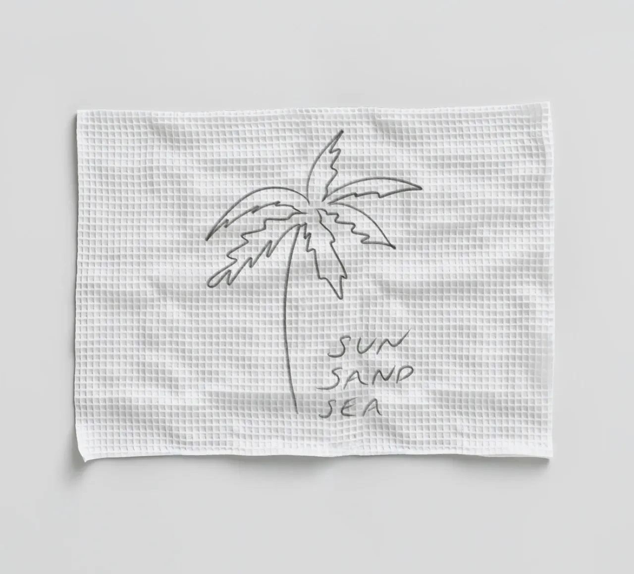 Line Art minimalista in bianco e nero Palma Sole Sabbia Mare canovaccio da cucina da This Wild Soul - Illustration
