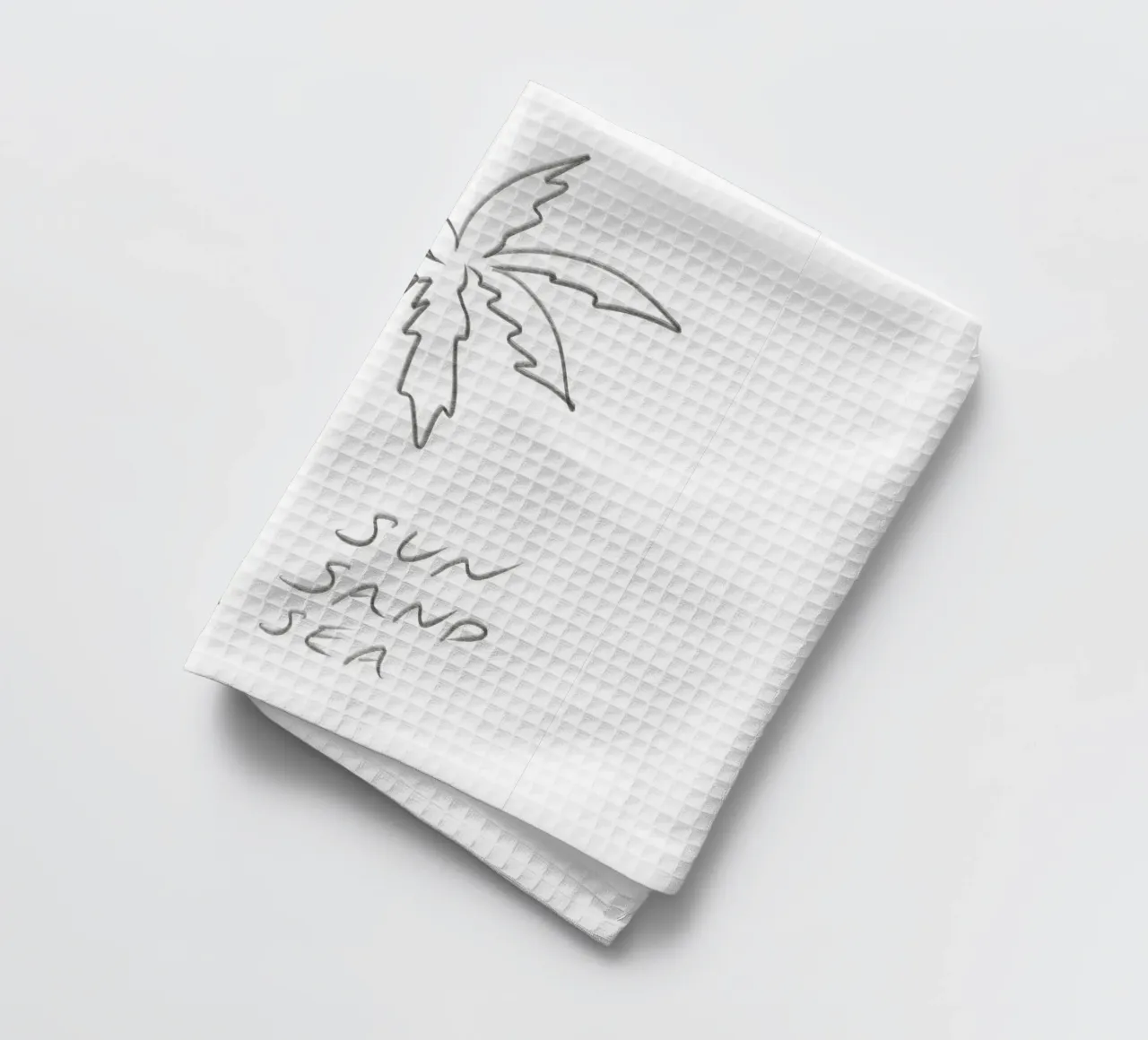 Line Art minimalista in bianco e nero Palma Sole Sabbia Mare canovaccio da cucina da This Wild Soul - Illustration