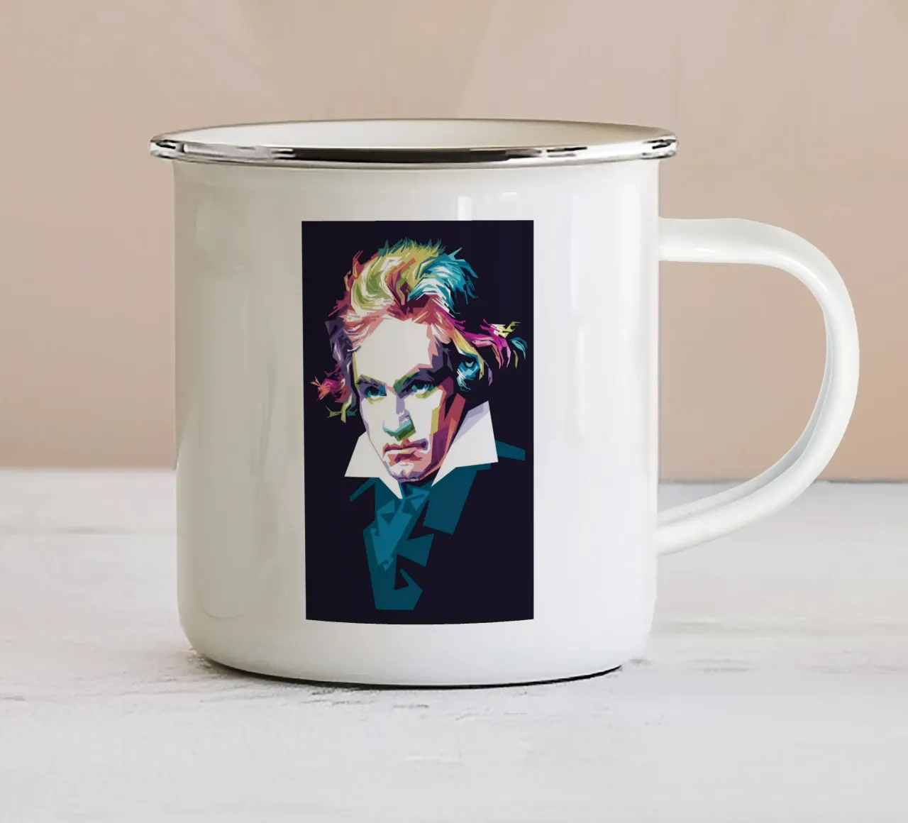 Beethoven in stile WPAP tazza in smalto da Alkahfsmart