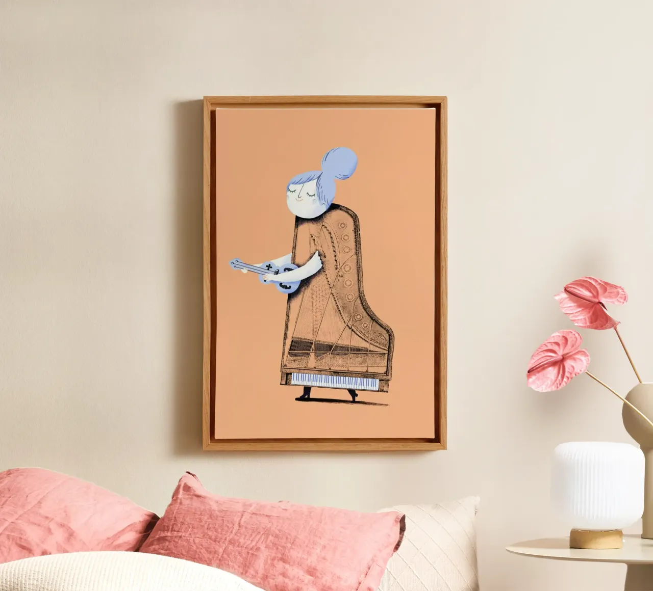 Lady in G Major canvas with Floater frame by Jacques Maes