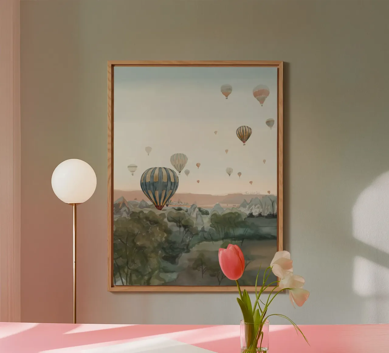 Mongolfiera Savannah Viaggio Wanderlust Acquerello alluminio dibond da This Wild Soul - Illustration