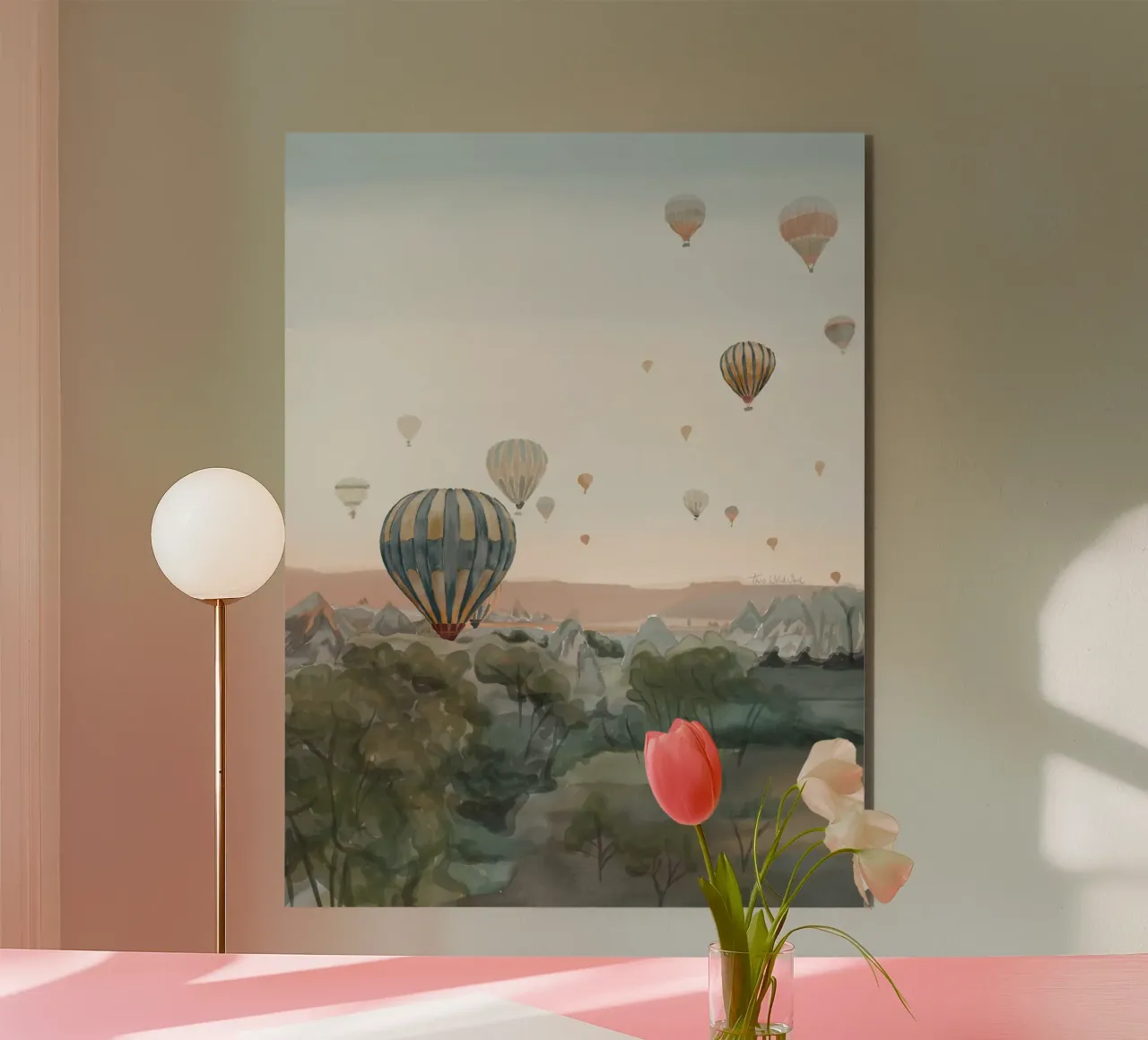 Mongolfiera Savannah Viaggio Wanderlust Acquerello alluminio dibond da This Wild Soul - Illustration
