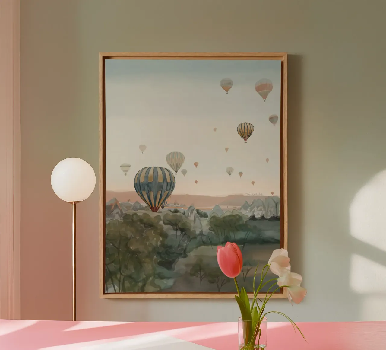 Mongolfiera Savannah Viaggio Wanderlust Acquerello tela con Cornice a cassetta da This Wild Soul - Illustration