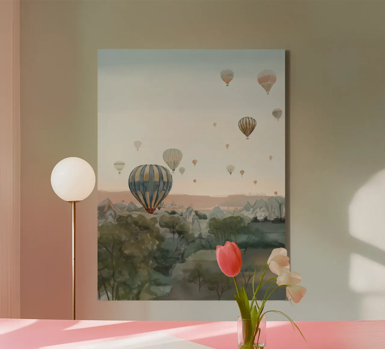 Mongolfiera Savannah Viaggio Wanderlust Acquerello tela con Cornice a cassetta da This Wild Soul - Illustration