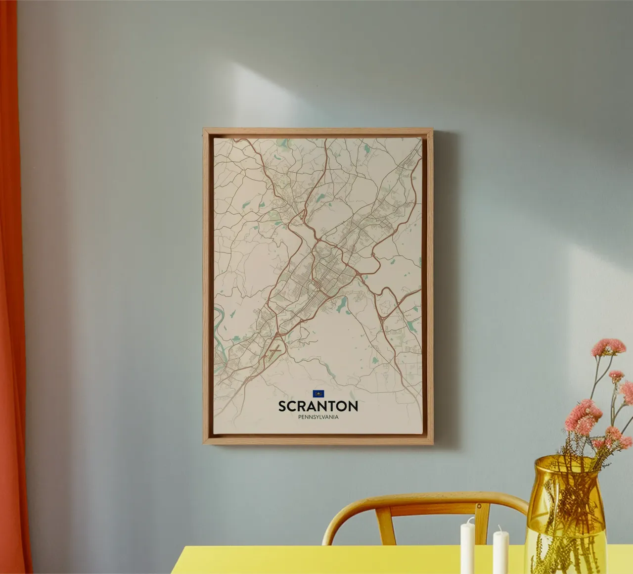 Scranton PA canvas met Baklijst van Jacob W MICKELSON