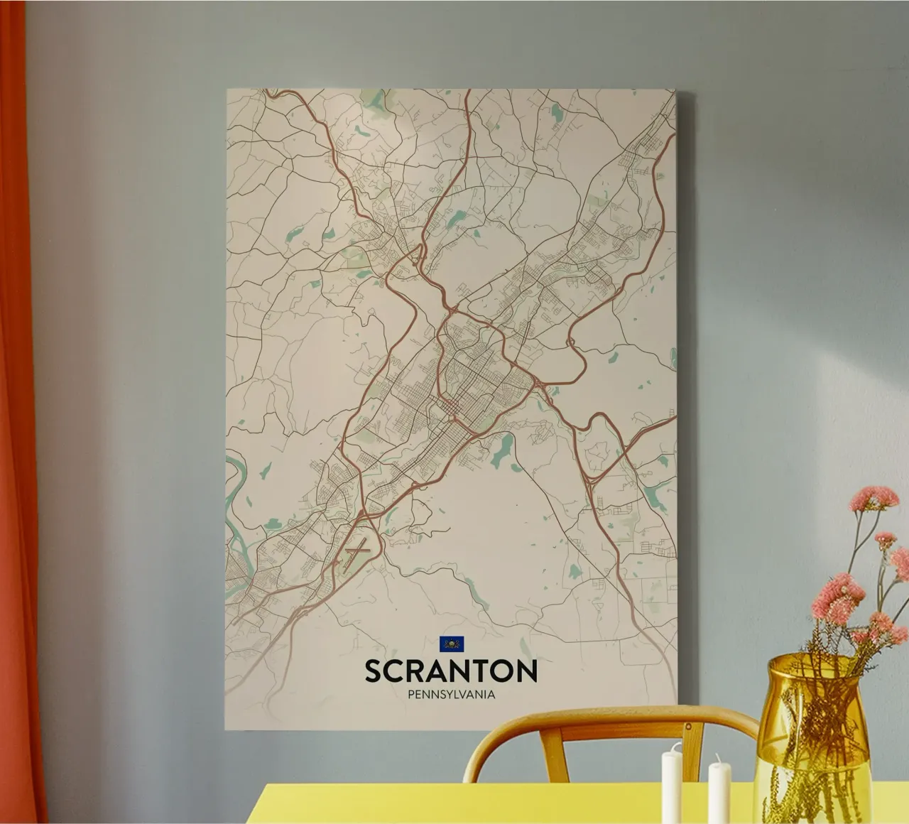 Scranton PA canvas met Baklijst van Jacob W MICKELSON
