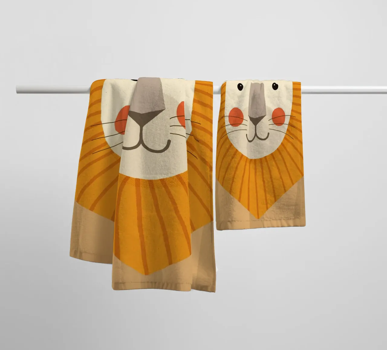 Leone, ritratto animale asciugamano da bagno da The Printed Sparrow