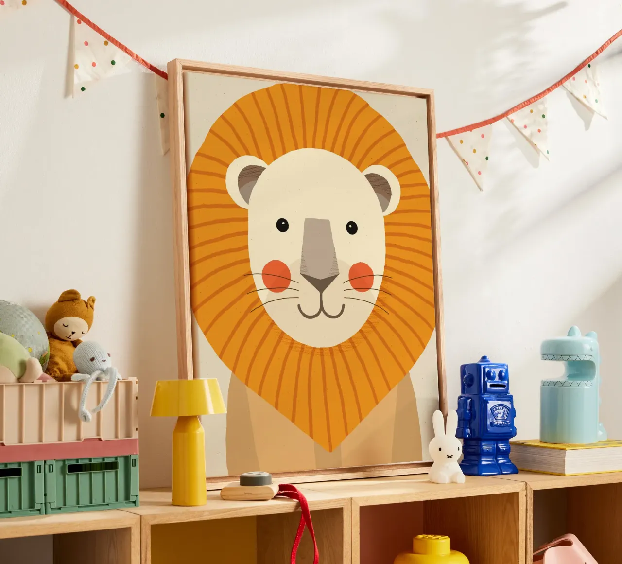 Leeuw, Dierenportret canvas met Baklijst van The Printed Sparrow