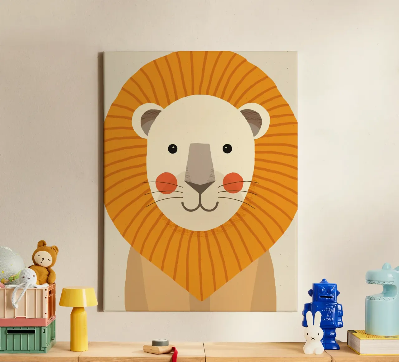 Leeuw, Dierenportret canvas met Baklijst van The Printed Sparrow