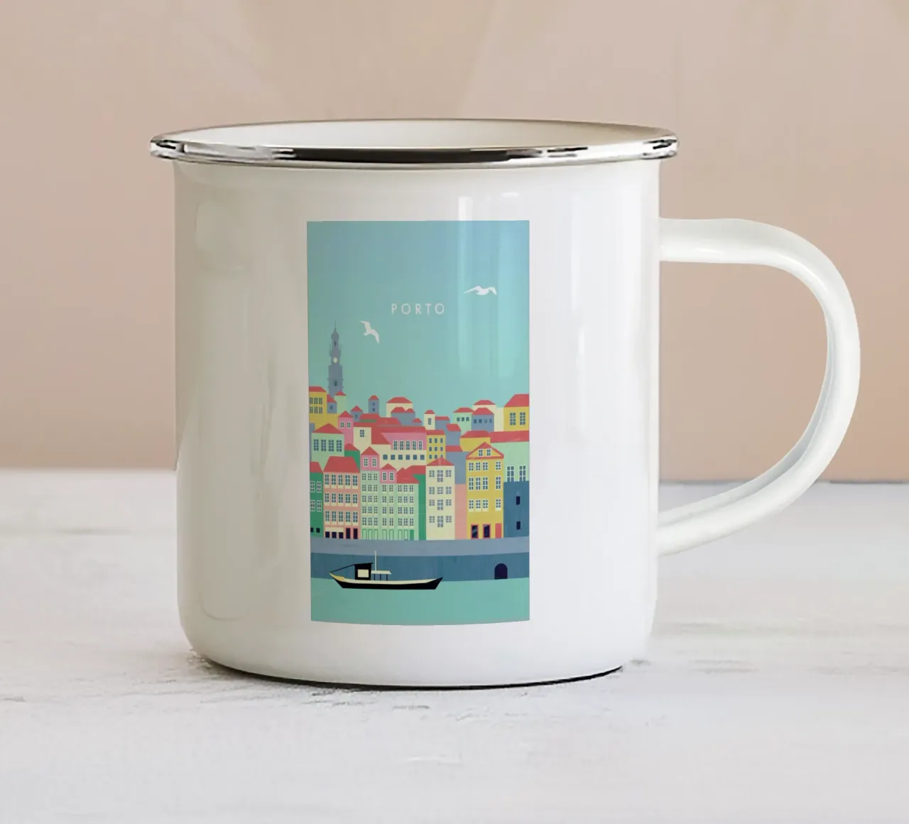 Porto Emaille Tasse von Katinka Reinke
