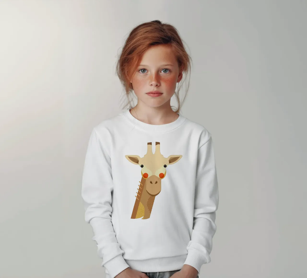 Giraffa, ritratto animale felpa bambino da The Printed Sparrow