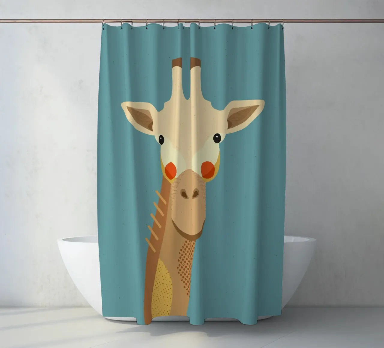 Giraffa, ritratto animale tenda da doccia da The Printed Sparrow