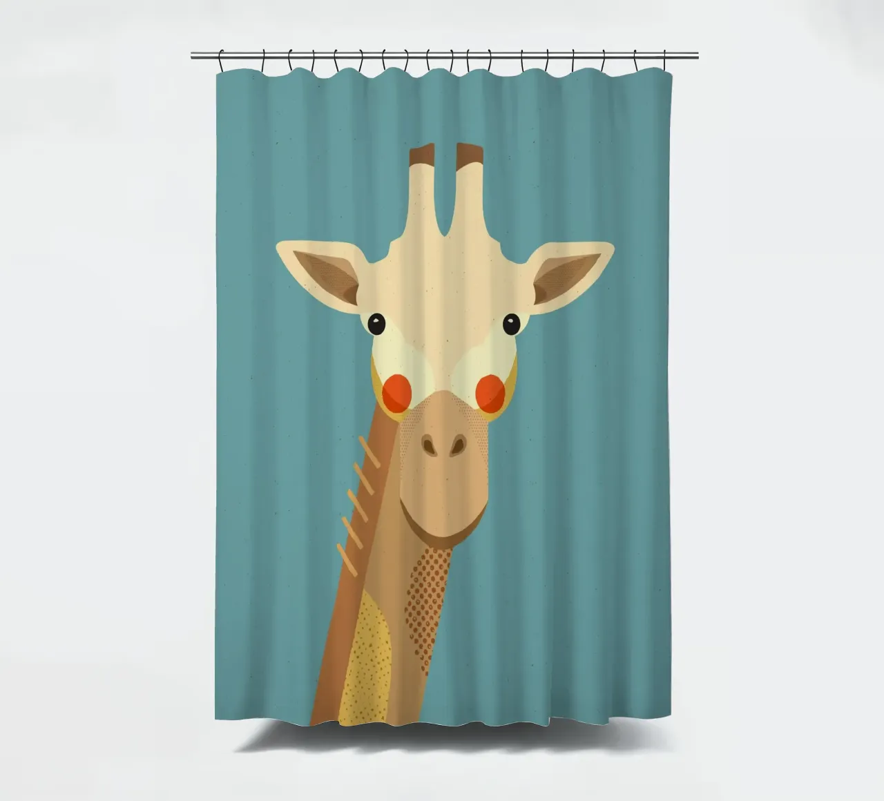 Giraffa, ritratto animale tenda da doccia da The Printed Sparrow
