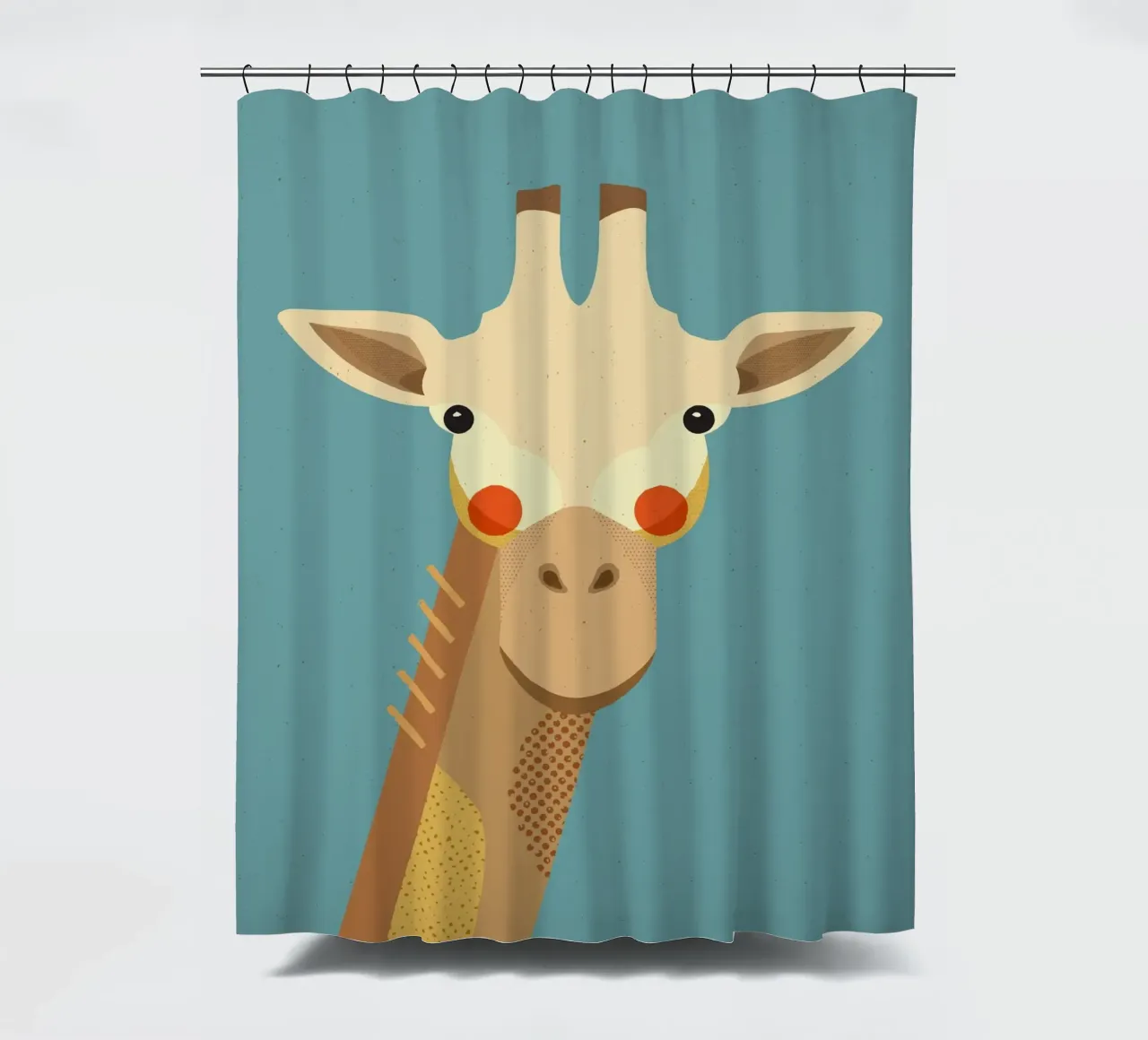 Giraffa, ritratto animale tenda da doccia da The Printed Sparrow