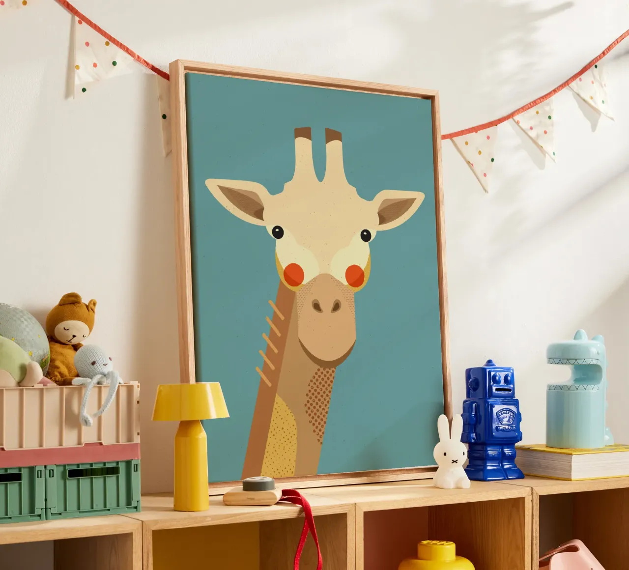 Giraffe, Dierenportret canvas met Baklijst van The Printed Sparrow