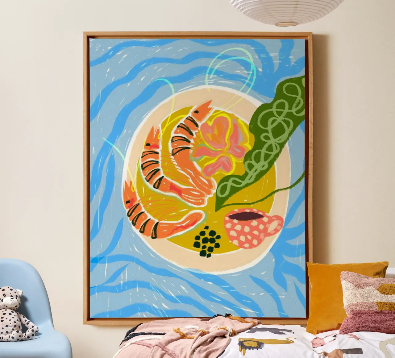 Tiger Garnelen | Meeresfrüchte Natur Fisch Ozean Meer Garnelen Leinwand mit Schattenfugenrahmen von 83oranges