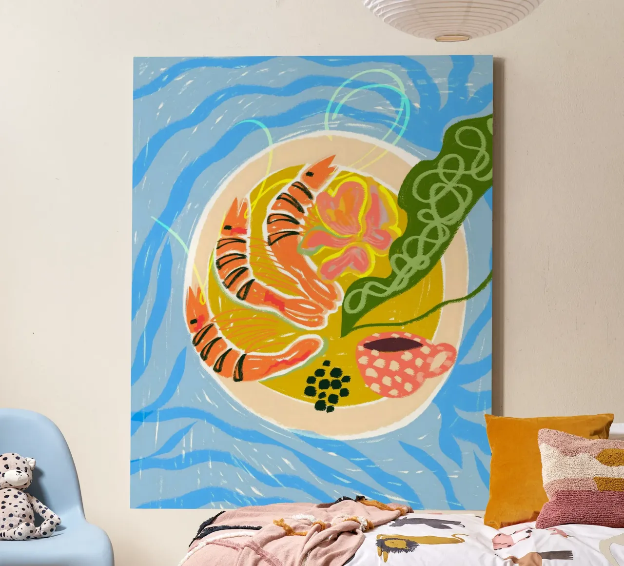 Tiger Garnelen | Meeresfrüchte Natur Fisch Ozean Meer Garnelen Leinwand mit Schattenfugenrahmen von 83oranges