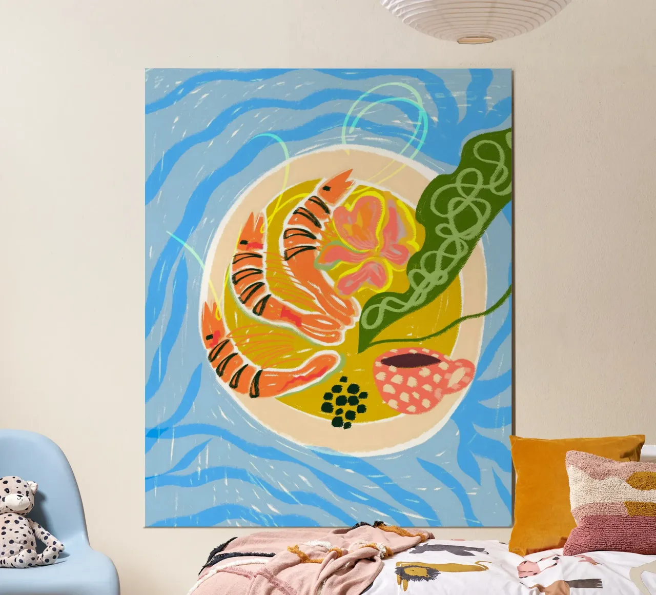 Tiger Garnelen | Meeresfrüchte Natur Fisch Ozean Meer Garnelen Poster mit Kunststoffrahmen von 83oranges
