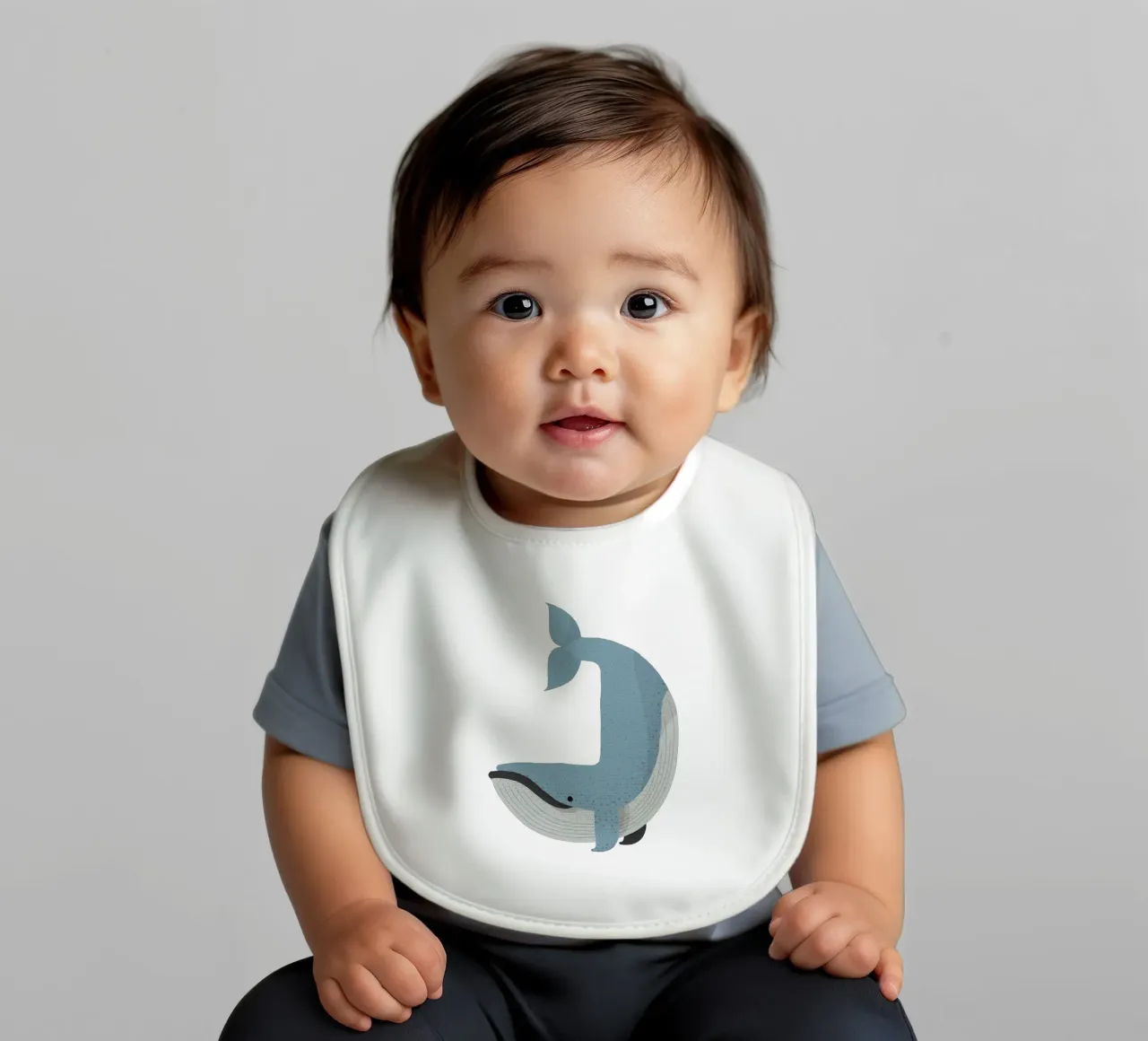 Whimsy Blauwal Babylätzchen von The Printed Sparrow