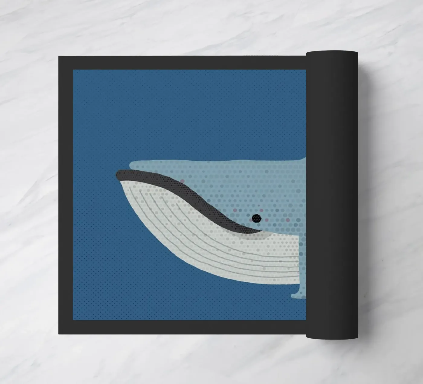 Whimsy Blauwe Walvis deurmat van The Printed Sparrow