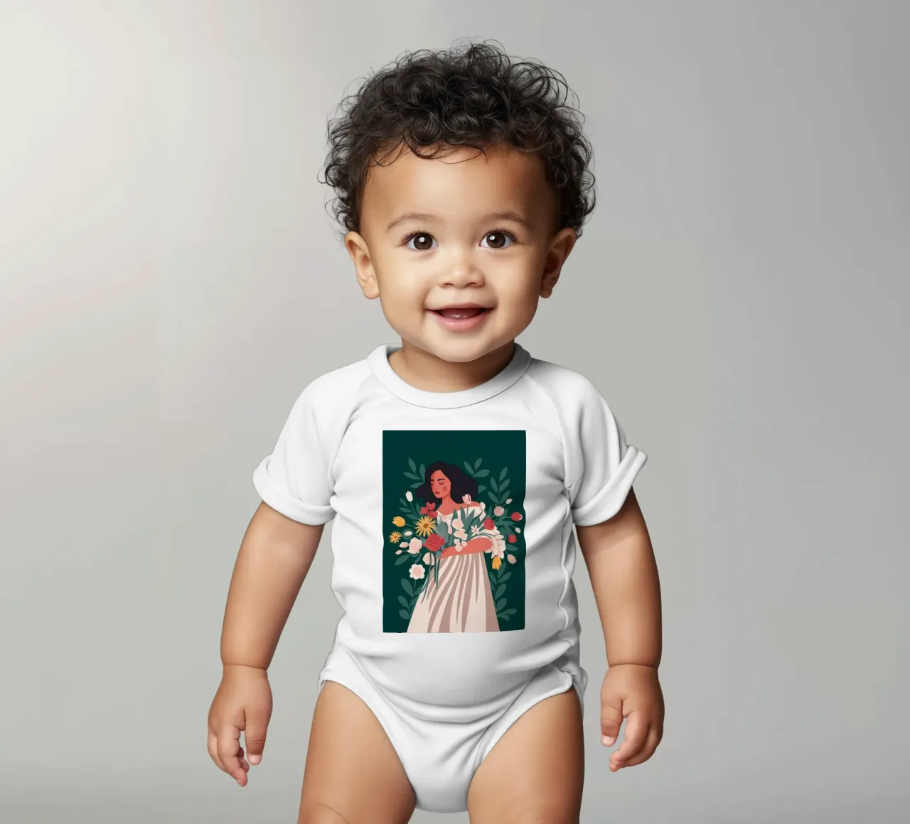 Floral Embrace Harmony short-sleeve baby romper by Color Oblivion