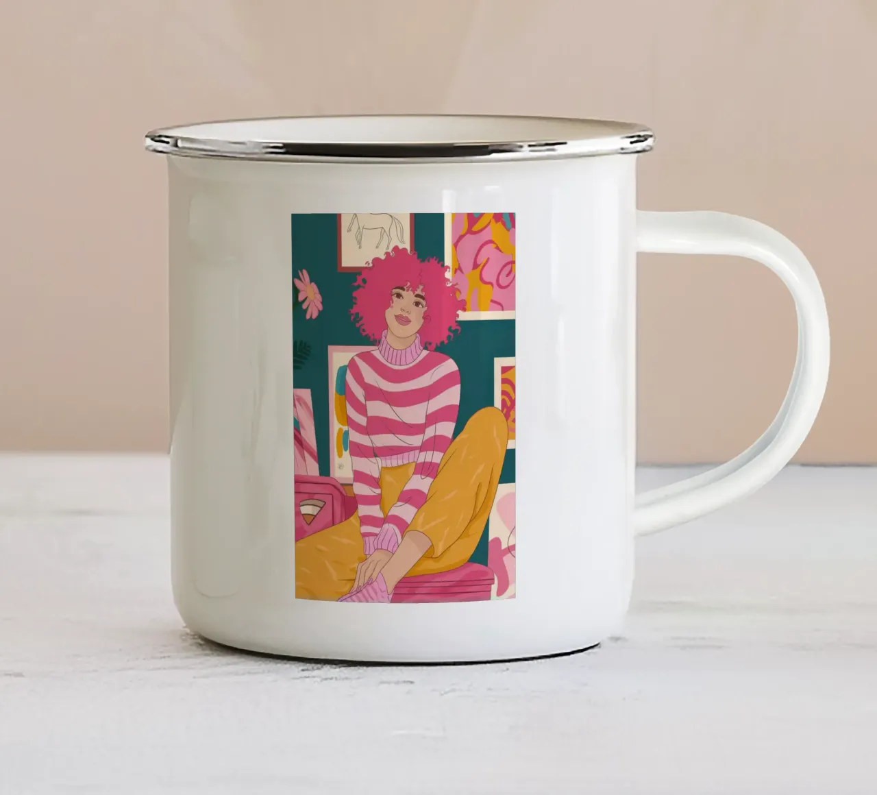 Espressione artistica vibrante tazza in smalto da Color Oblivion